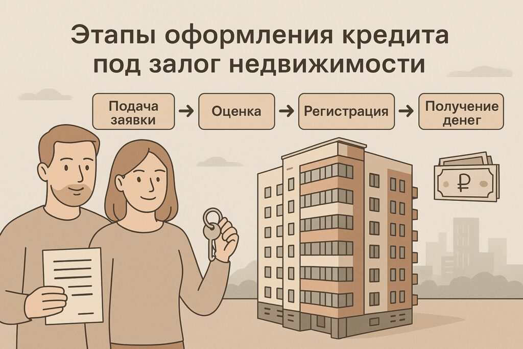 Инфографика этапов оформления кредита под залог квартиры