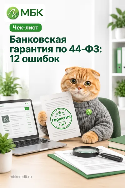 Обложка: Банковская гарантия по 44-ФЗ: 12 ошибок