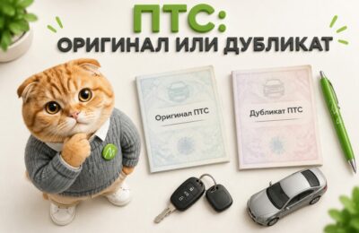 Оригинал и дубликат ПТС рядом с ключами от машины