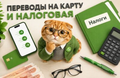 Смартфон с переводами, банковская карта и папка с налогами — переводы на карту и ФНС