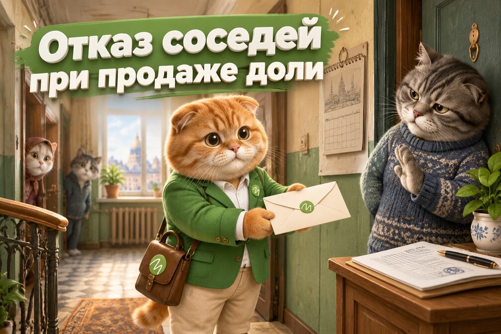 Эксперт МБК-Кредит вручает соседу уведомление о продаже доли в коммунальной квартире