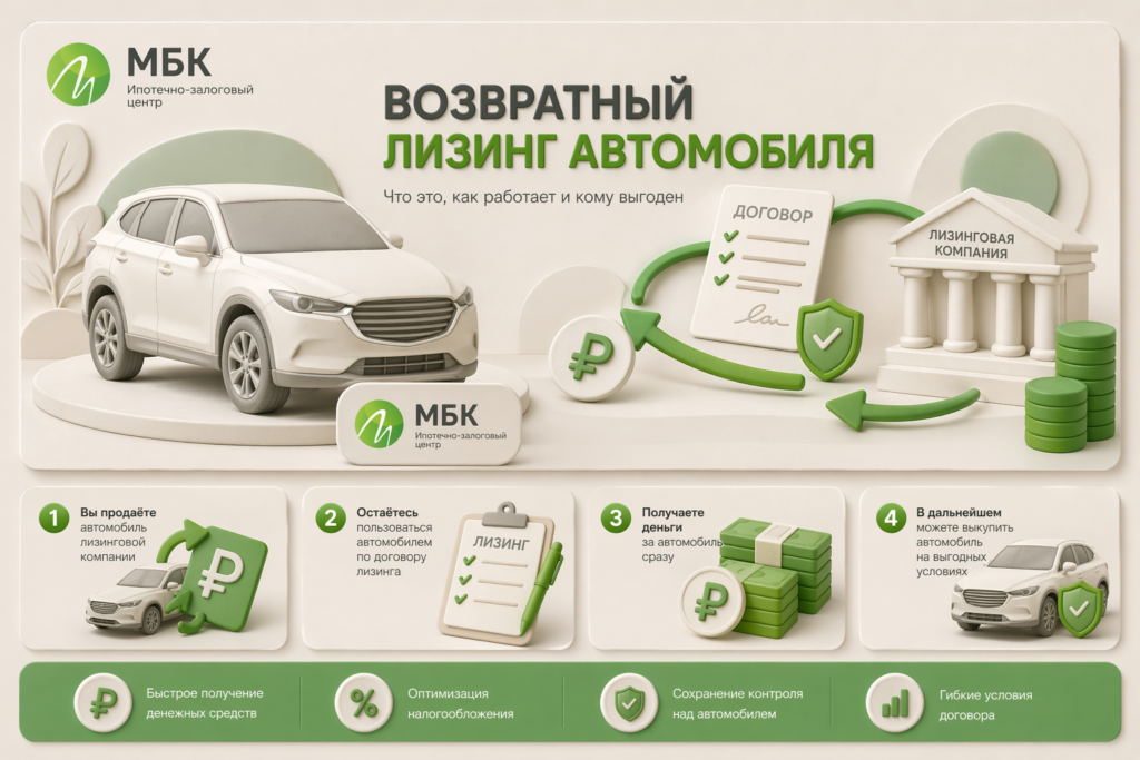Возвратный лизинг автомобиля: деньги в день обращения без проверки кредитной истории