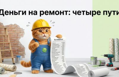 Кот в каске со сметой на ремонт квартиры