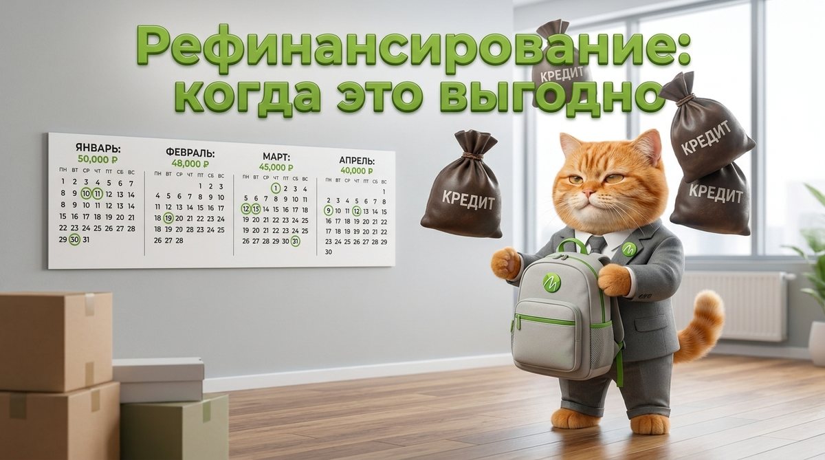 Календарь с уменьшающимися ежемесячными платежами после рефинансирования